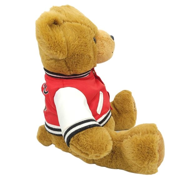FAO Schwarz Teddy Bear Plush Varsity Jacket 12" Stuffed Animal Toy Brown Red - Picture 3 of 11